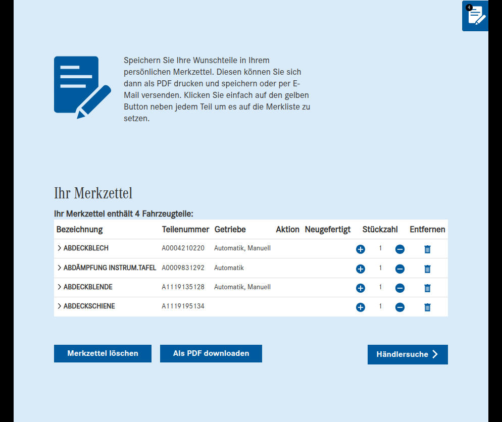 Ihre persönliche Merkliste.